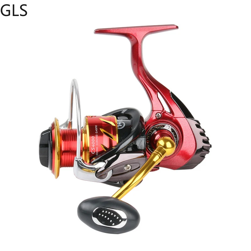 

GLS Brand 1000 2000 3000 4000 5000 6000 7000 Red + Gold 3+1BB Spinning Fishing Wheel Professional Metal Spool Fishing Tackle