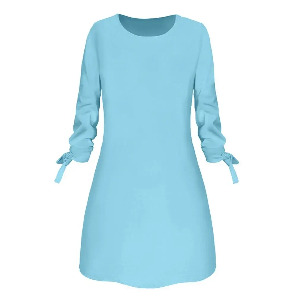 

ZOGAA Hot Sale Winter Dress Women Fashion Solid Plain Bowknot Elegant Dress Spring Loose Dress Ropa Mujer