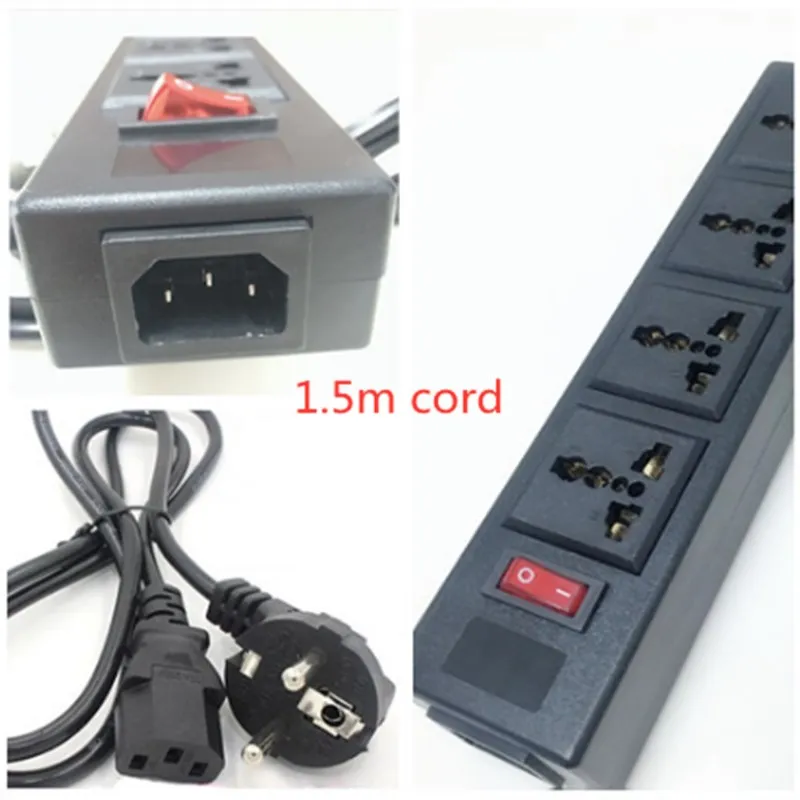 Коричневый Многофункциональный 250v 13a 4 jack универсальная розетка PDU полоса IEC320 вилка адаптер расширение для рабочего стола розетка шнур питания конвертер - Цвет: Коричневый