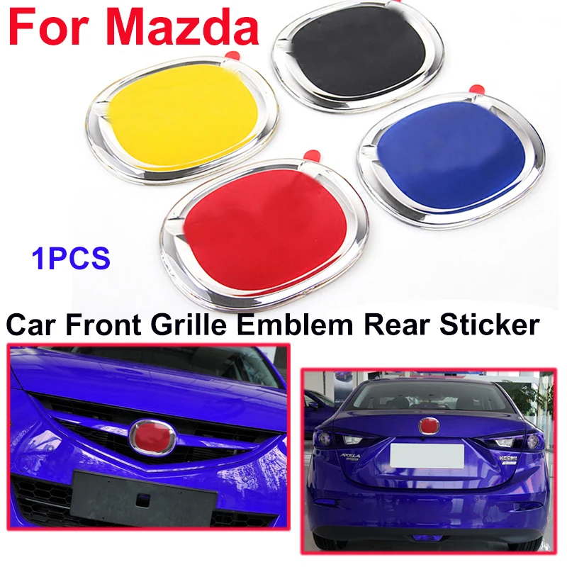 

140mm 104mm Car Front Grille Emblem Covers Rear Trunk Sticker For CX-5 CX-7 CX-9 RX8 1 2 3 4 7 MPV MX5 Car Styling Chrome