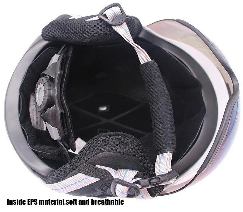Ski Helmet Goggles Visor Men Women Snowboard Helmet Moto Snowmobile Skateboard Safety Helmet Mask Winter Warm Fleece Capacete