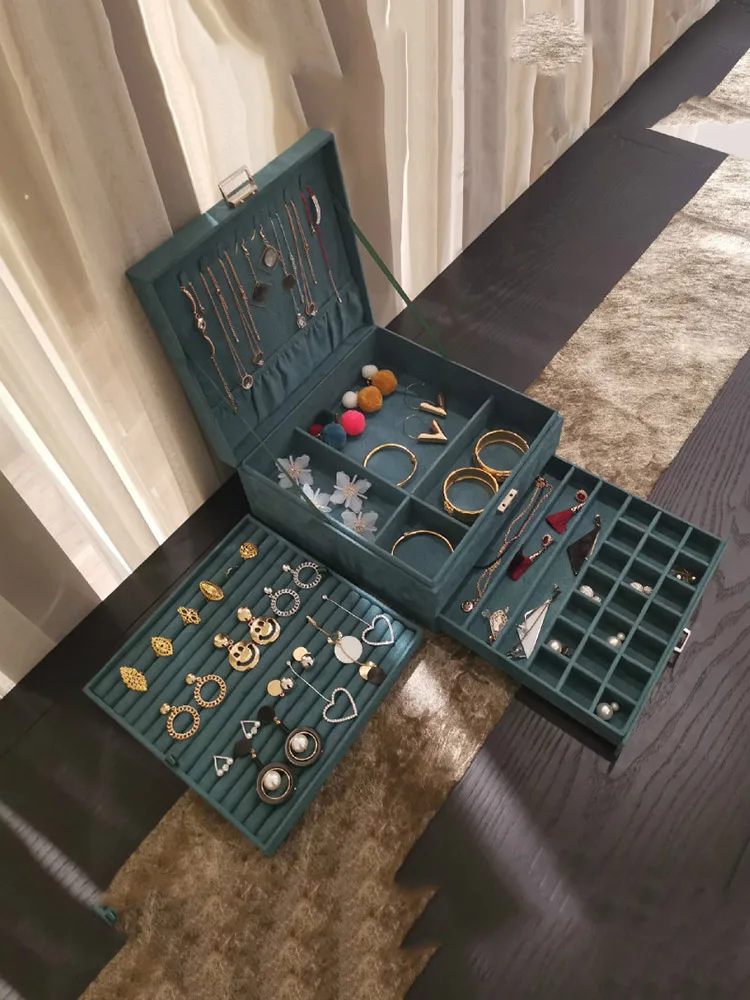 

Трехслойная Улучшенная пользовательская фотокоробка, органайзер для ювелирных изделий большой емкости, ящик для хранения колец, браслетов...