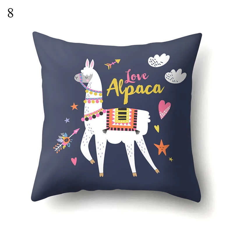 

Cute Animals Alpaca Flower Cushion Cover Cactus Llama Soft Pillow Case Tropical Vintage Chair For Sofa Throw Pillows 45*45Cm