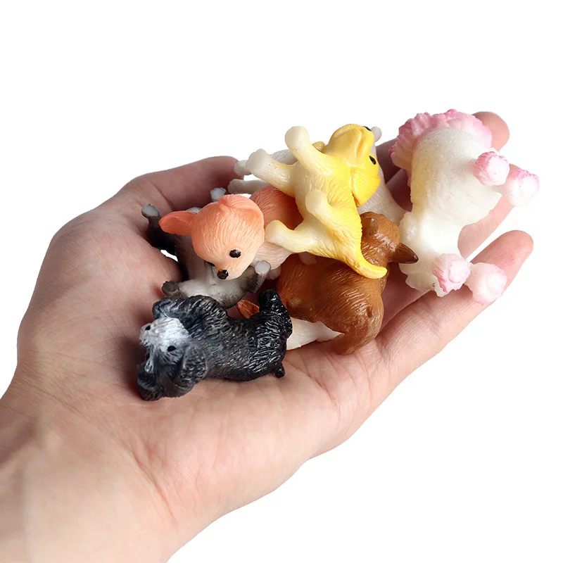 8 шт./компл. мини домашнее животное собака бульдог детская пластиковая игрушка