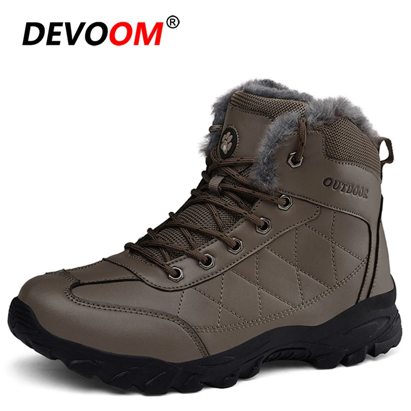 Мужские кожаные кроссовки с мехом для активного отдыха скалолазания зимнего