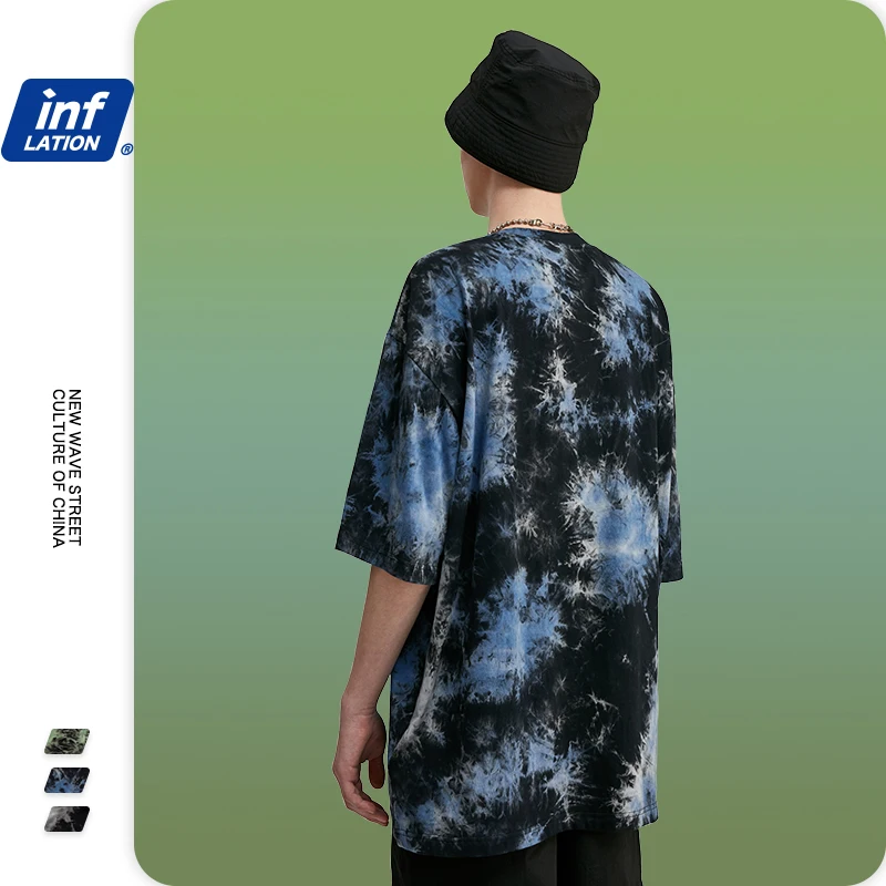 Мужская футболка с принтом INFLATION смешная окрашенная в галстук букв для мальчиков