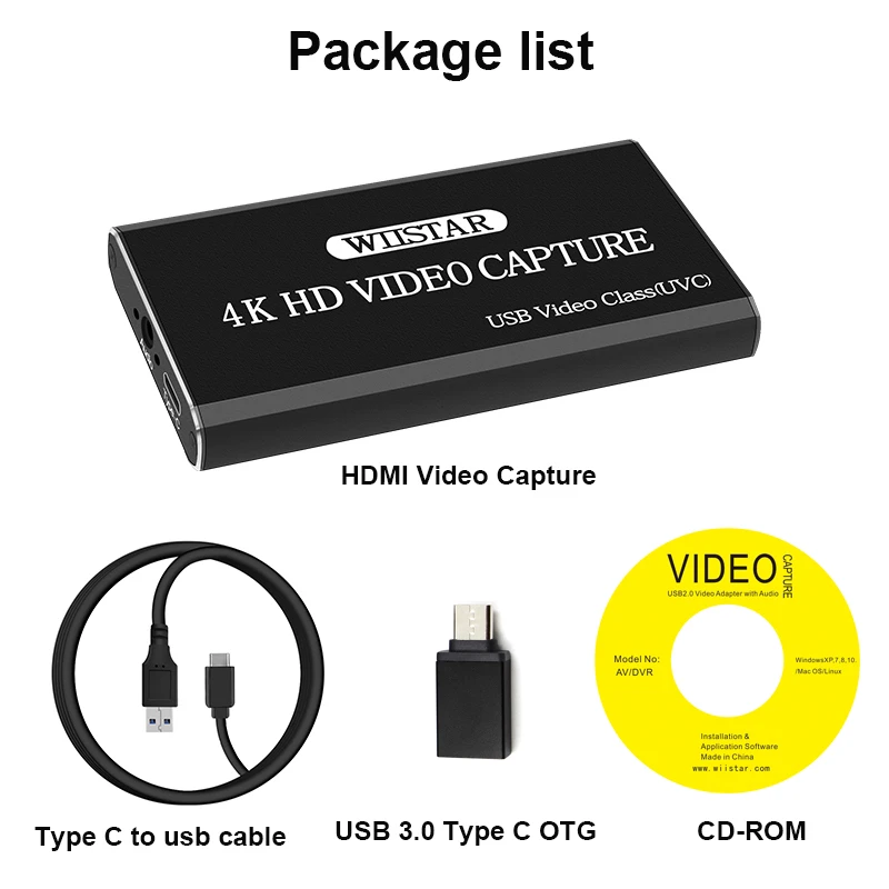 Устройство захвата видеозахвата HDMI/Type-C/USB 2 0 1080P 30 кадров в секунду с выходом HDMI
