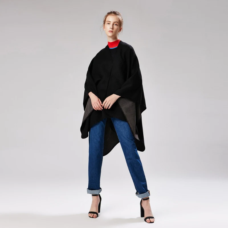 

RANMO 2021 Luxury Brand Woman Winter Cashmere Shawls Thicking Warm Blanket Wraps Female Solid Soft Oversize Pashmina Scarf Capes
