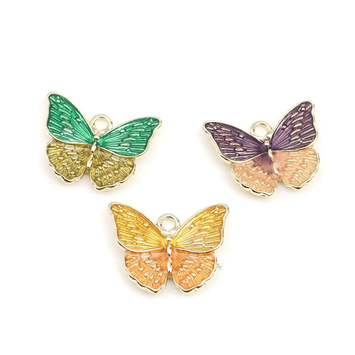 

5 PCs Classic Butterfly Pendants Creative Insect Purple Orange Gold Color Enamel Charms Women Girl Party Glamour Jewelry Gifts