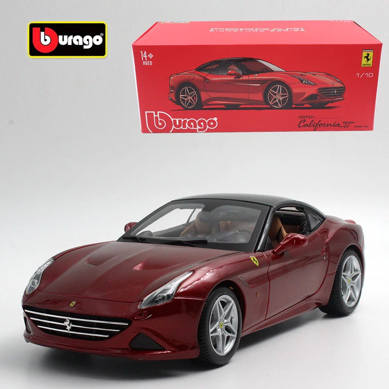 

1:18 Bburago California T Red Grey Convertible White Refined Version Hardcover Sport Car High Simulator Alloy Metal Model Car
