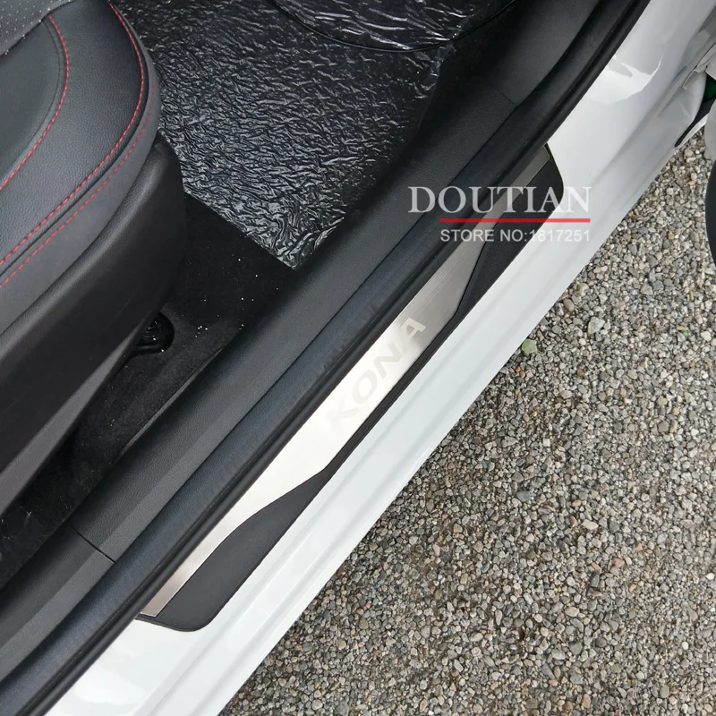 

Stainless Steel Car Styling Door Sill Scuff Plate Welcome Pedal For Hyundai Kona 2019 2018 Car Interior Accessories