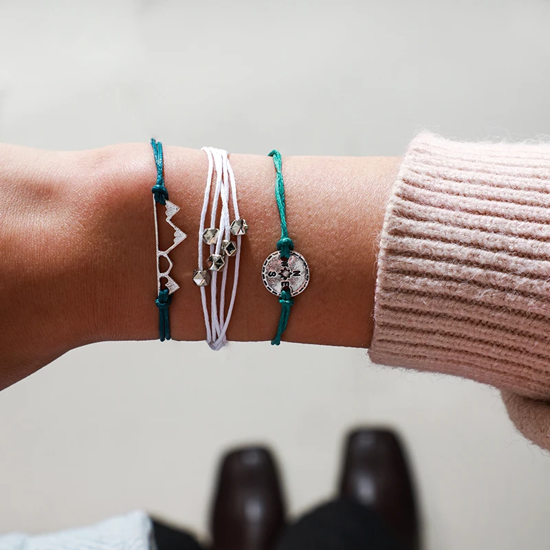 Docona богемный браслет с подвесками в виде верхушки для женщин набор регулируемых браслетов ручной работы