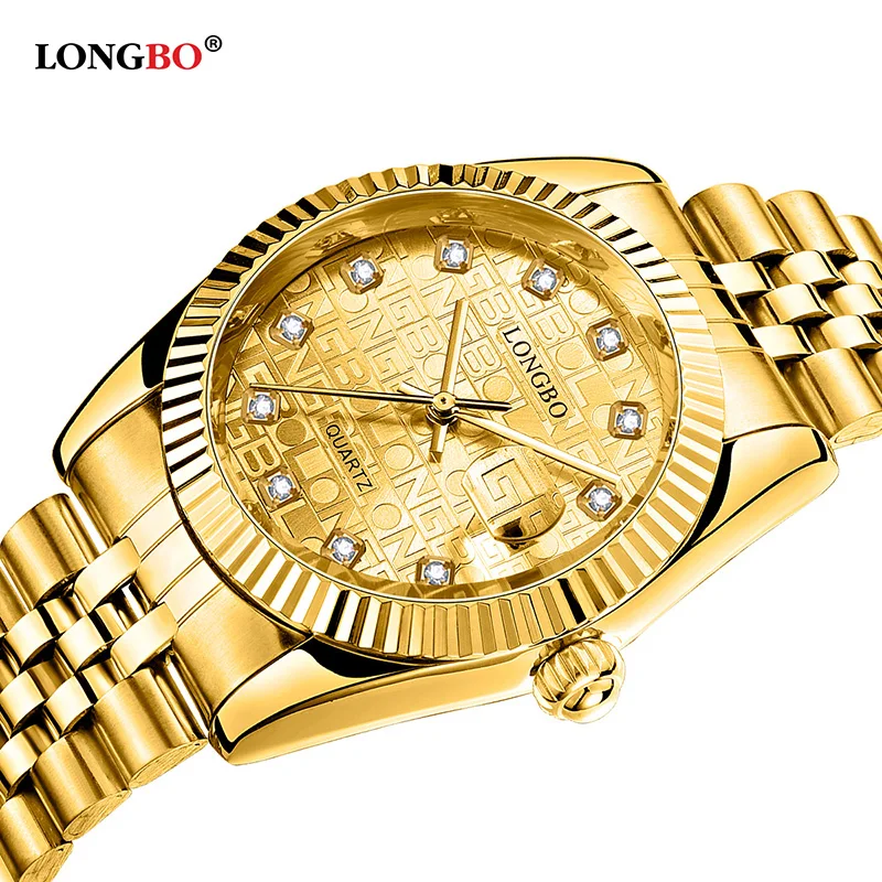 

relogio masculino LONGBO Luxury Brand Full Stainless Steel Analog Display Auto Date Men's Quartz Watch Male Business Watch 80435