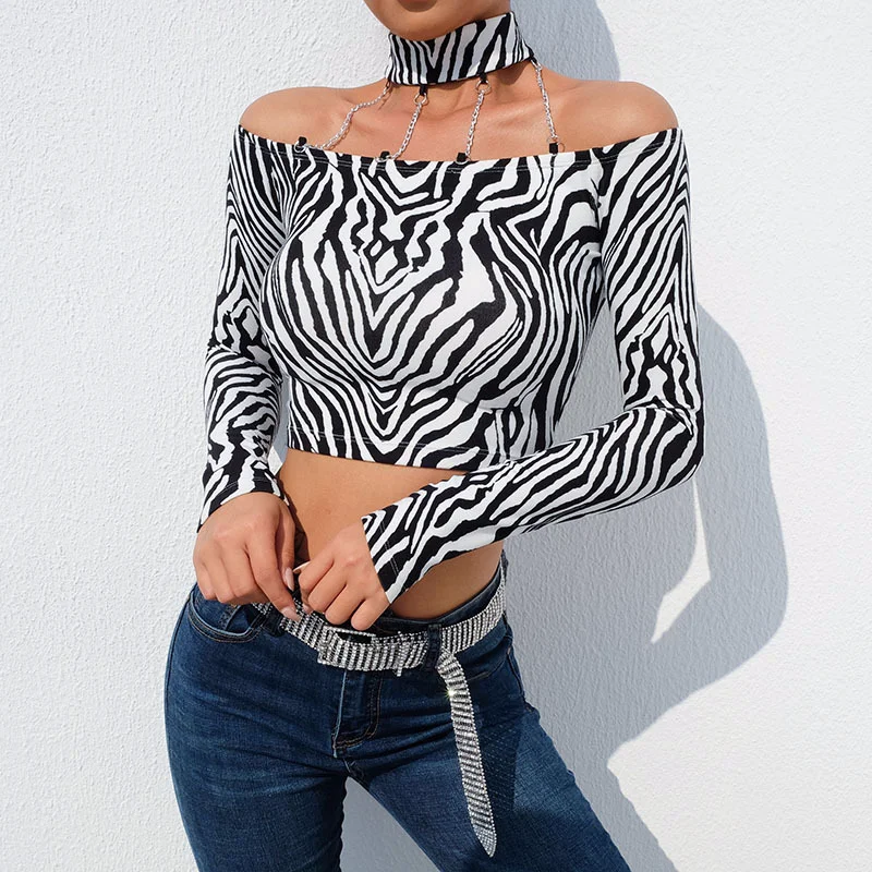 Женская белая модная футболка с принтом животных леопардовая Зебра тонкая узкая