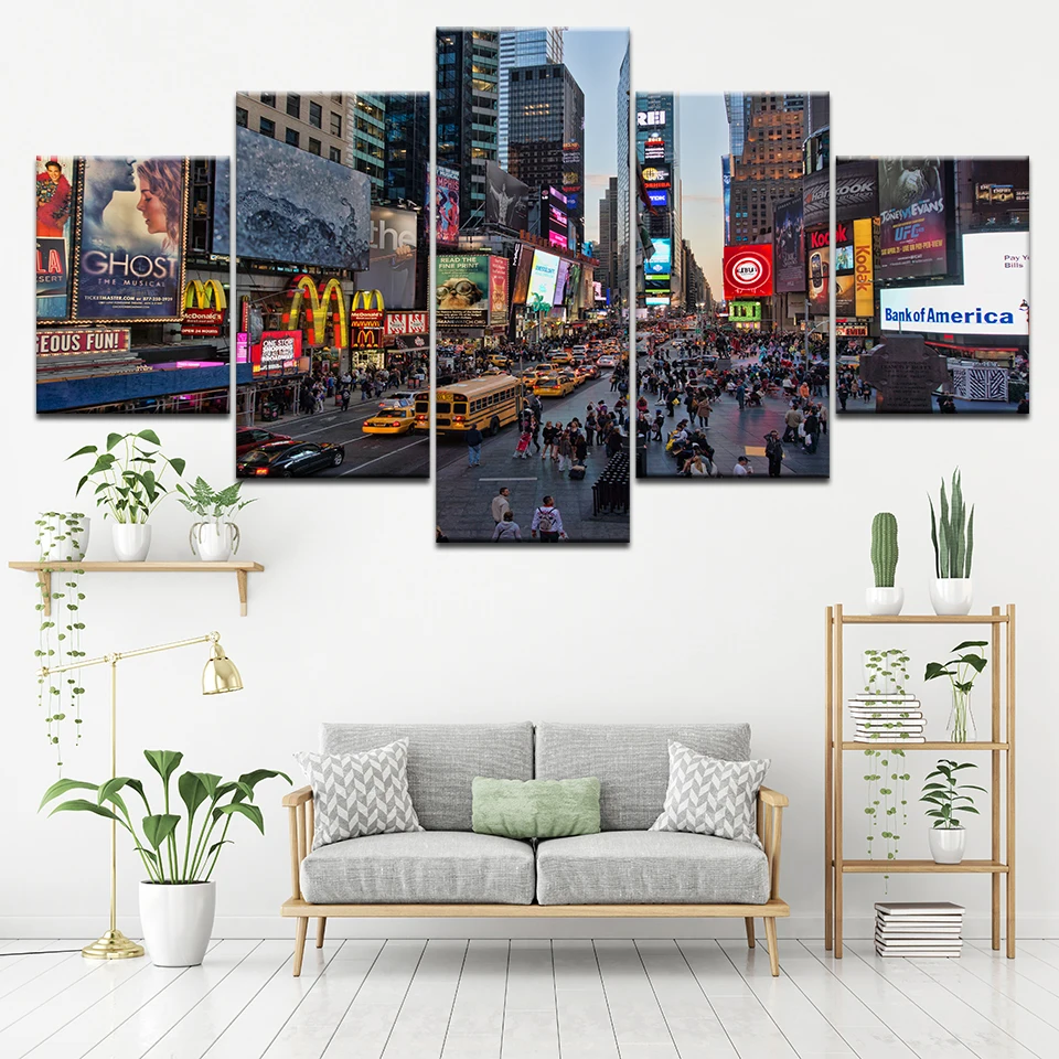 Холст плакат настенное искусство HD печатные картинки 5 шт. Цветущая площадь нью