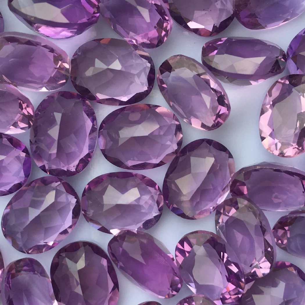 

5Piece Amethyst Natural Loose Gemstone Oval faceted 7X9mm Bead for Inlaid silver 925 jewelry Ring Necklace DIY ICNWAY