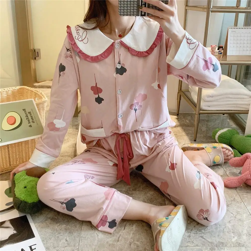 Пижама для кормящих матерей 2020 новая пижама с длинными рукавами и принтом