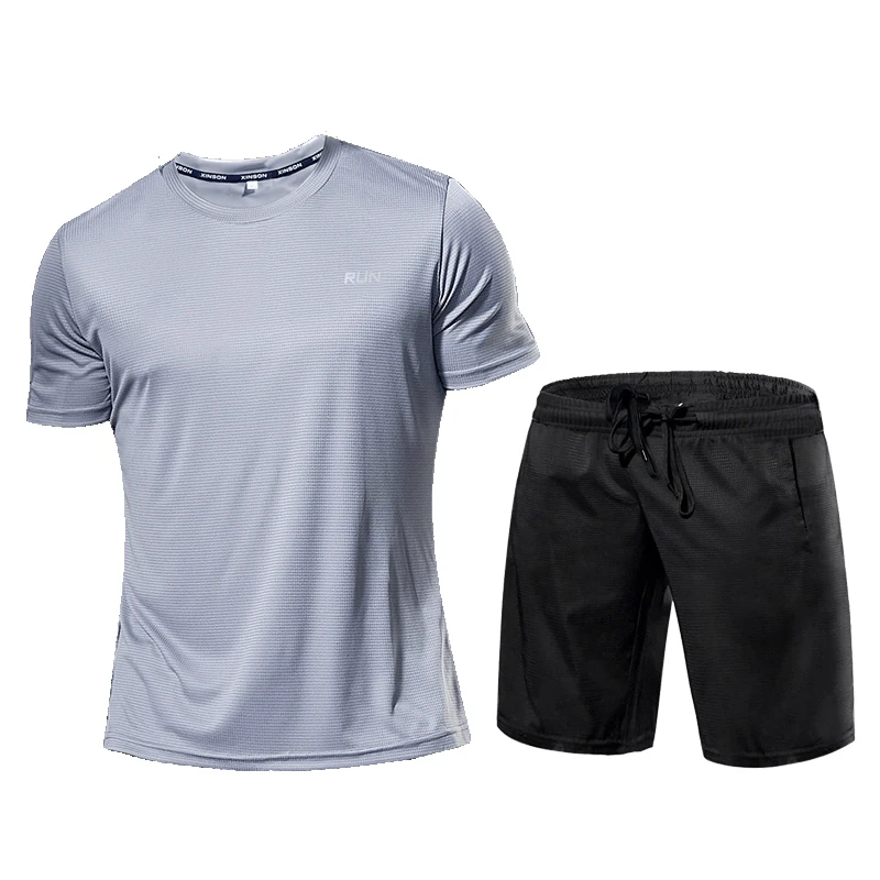 2 pz/set T-Shirt manica corta da uomo Sportswear abbigliamento sportivo tuta da compressione palestra tuta elastica Set da corsa Ropa Deportiva