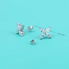 Женские серьги-гвоздики из серебра 925 пробы с 4 камнями