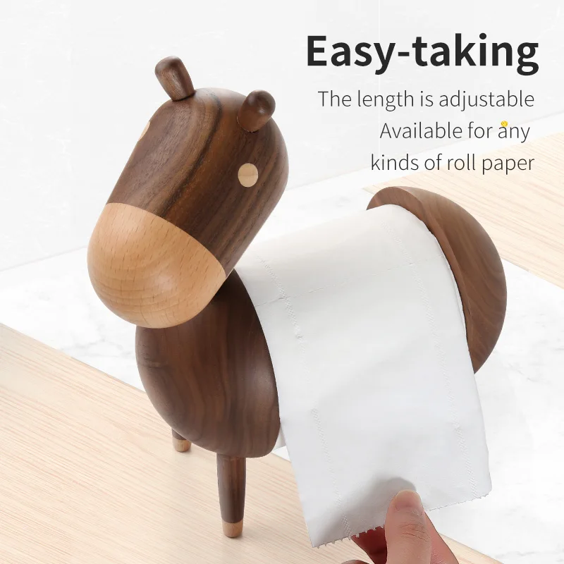 

YUSOTAN cute animal tissue holder for for Home Office Desktop available for all kinds of roll paper home Wooden Paper Towel Box