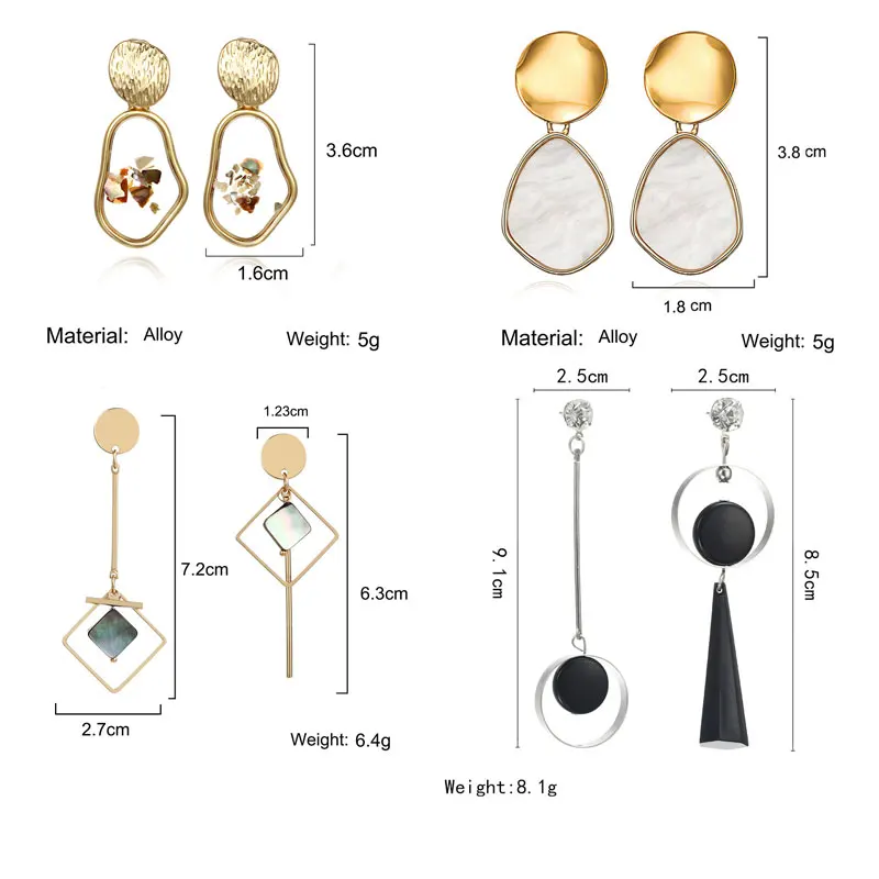 Hot Korean Gold Color Earrings 2021 for Women Fashion Statement Jewelry Leaf Face Metal Acrylic Ear Dangle Drop Earing | Украшения и