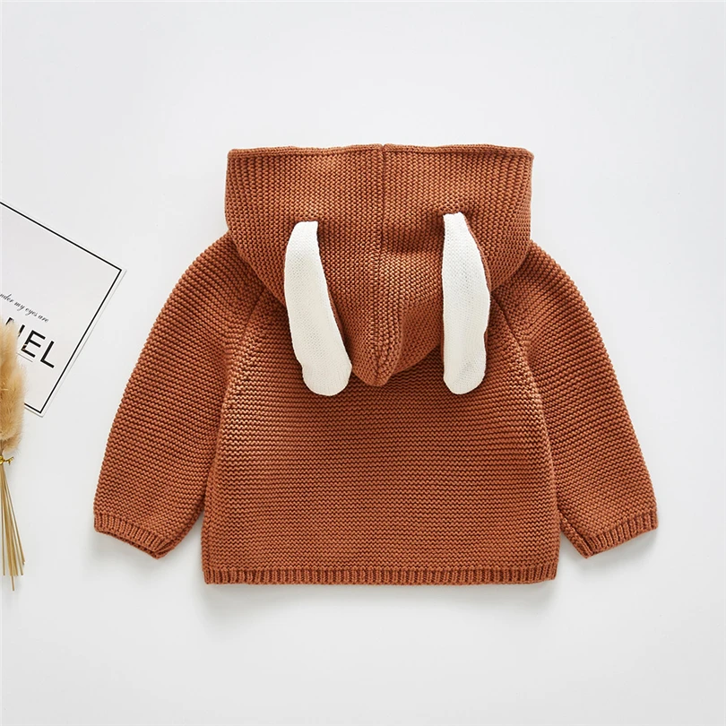 Свитер с капюшоном для маленьких детей свитер кроличьими ушками мальчиков и