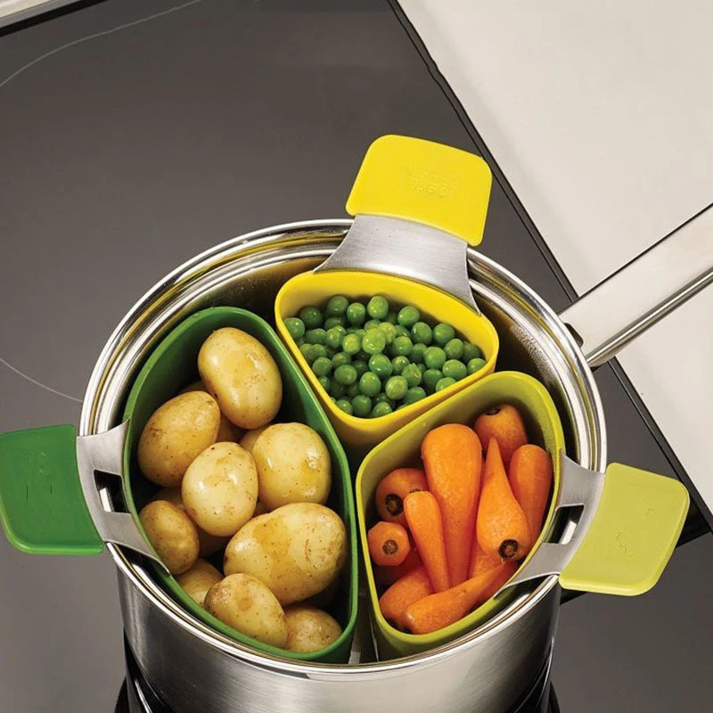 

Food Grade PP Kitchenware Cooking Basket Three-piece Small Steamer Steamer Grid Steamer Stewed Vegetable Basket Steamer