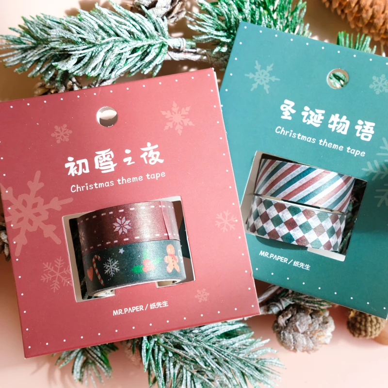 Christmas Theme Masking Washi Tape Set Festival Decorative Adhesive Decora Diy Scrapbooking Sticker Label Stationery | Канцтовары для