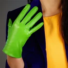 Короткие модные перчатки из искусственной кожи, овчина, 8 дюймов, 21 см, женские перчатки PU193 для запястья, яблока, авокадо, зеленые