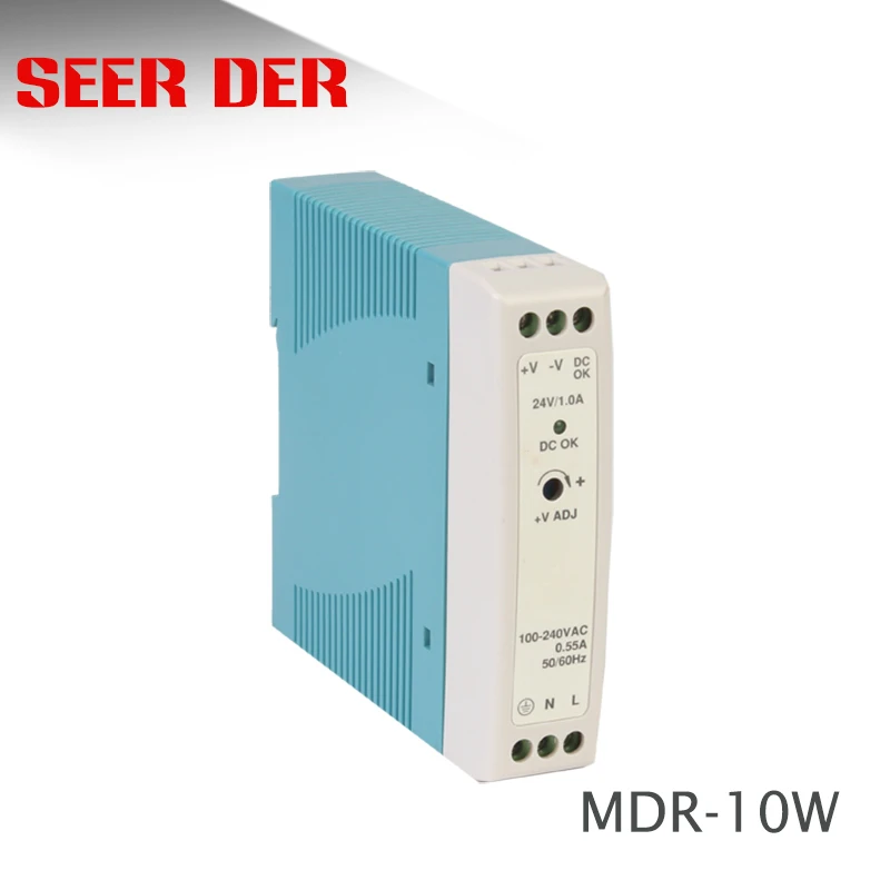 

MDR-10W 24V Industrial DIN Rail Power Supply 24 Volt 0.42 Amp 10W AC DC PSU MDR-10-24