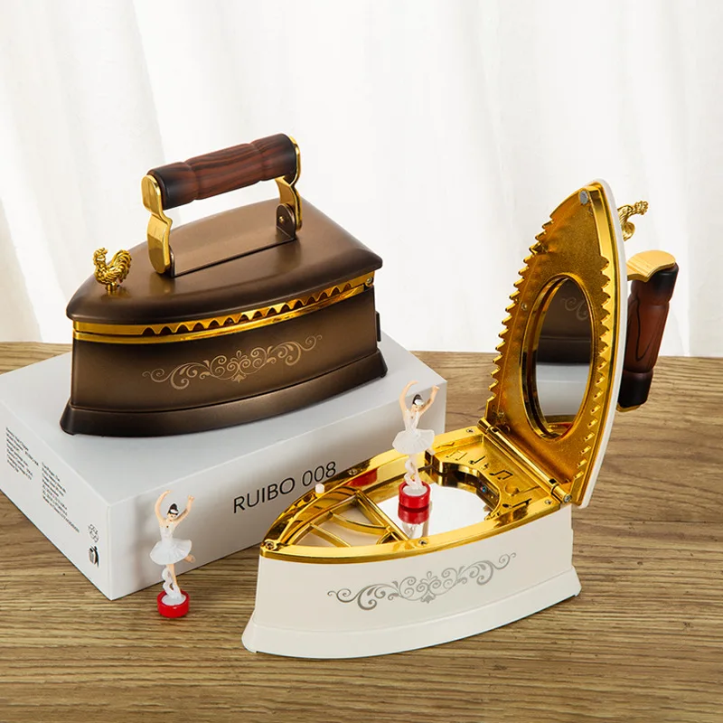 

Retro Music Box Children's Creative Colorful Flash Rotating Girl Jewelry Storage Bar Clothing Store Decorations Music Decoration