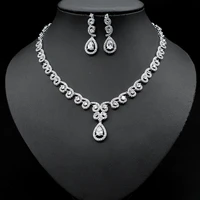 hibride luxury aaa cubic zirconia pave wedding jewelry set 2pcs earring necklace set for women gift ensemble bijoux femme n 883