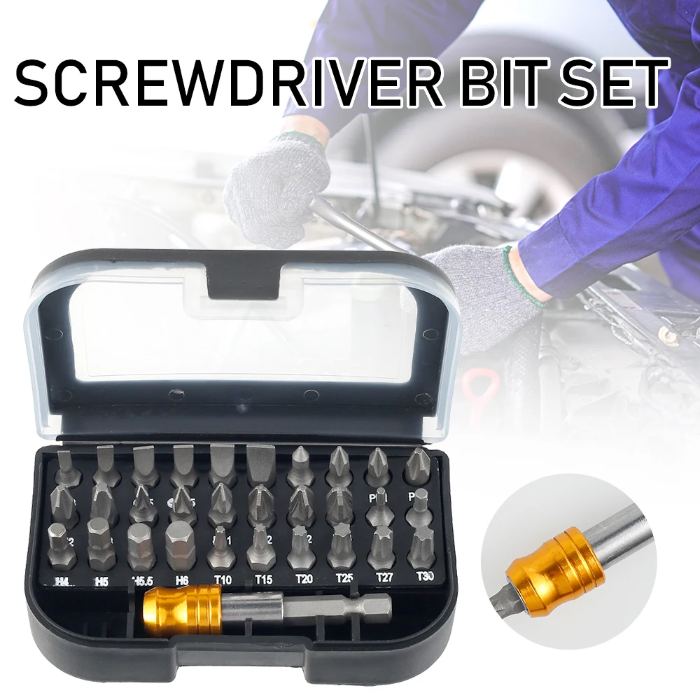 

31Pcs Screwdriver Security Bits Set Hex Shank Magnetic Holder Electric Impact Driver Bit Set With Carry Case Electric Power Tool