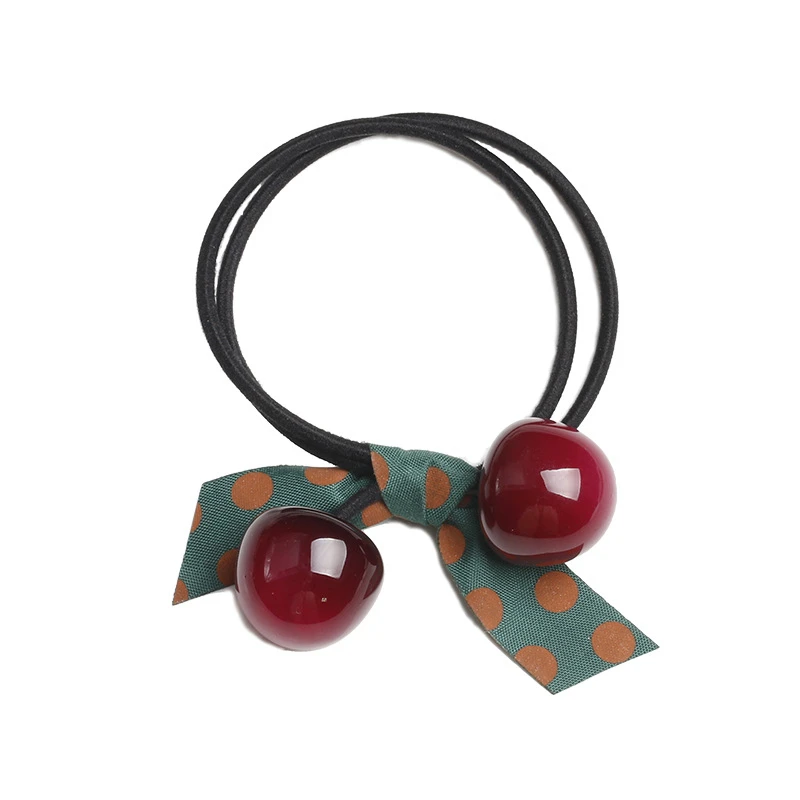 

1PC New Wave Point Cherry Bowknot Princess Headwear Kids Elastic Hair Bands Children Ropes Girls Cute Accessories Baby Headdress