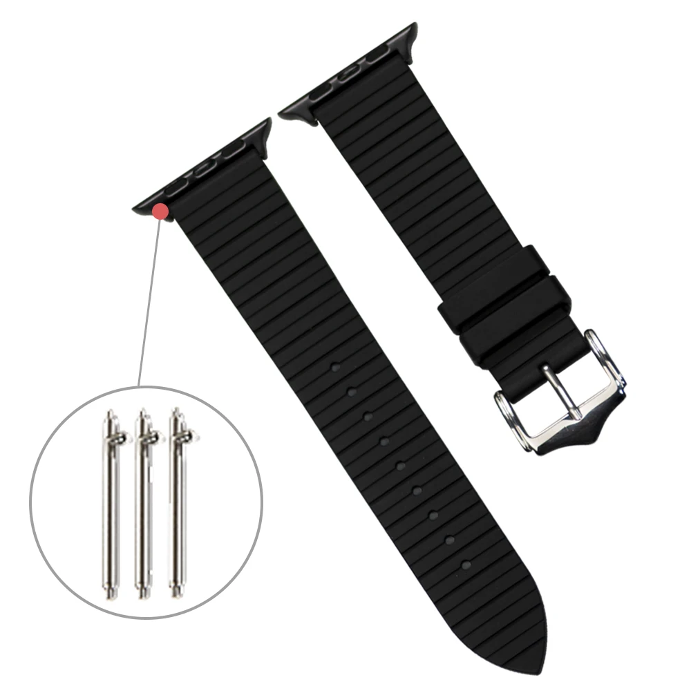 Ремешок резиновый черный/зеленый для Apple Watch iWatch Series 7/SE/6/5/4/3/2 |
