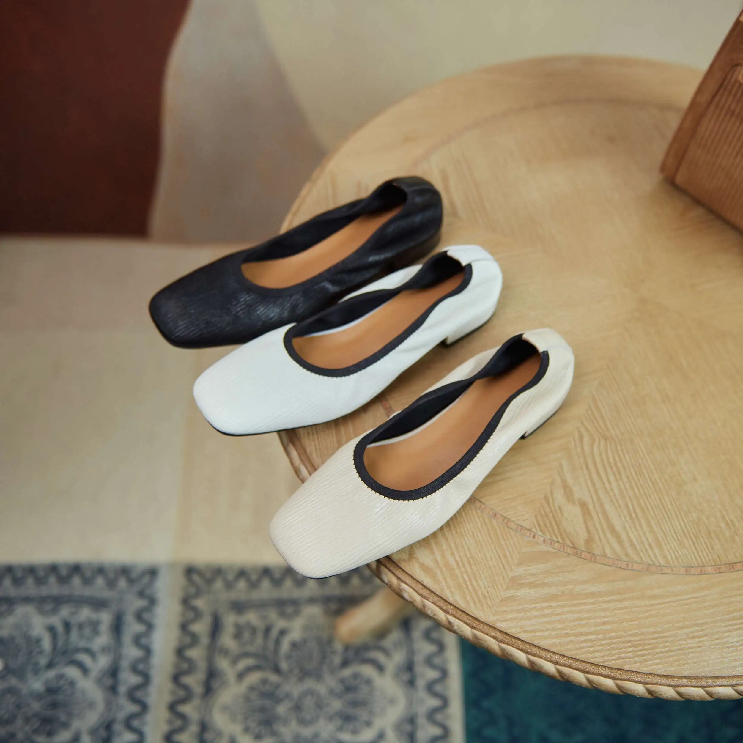 

Krazing Pot simple style high quality all-match leisure mixed colors square toe low heel slip on daily wear cozy women pumps L05