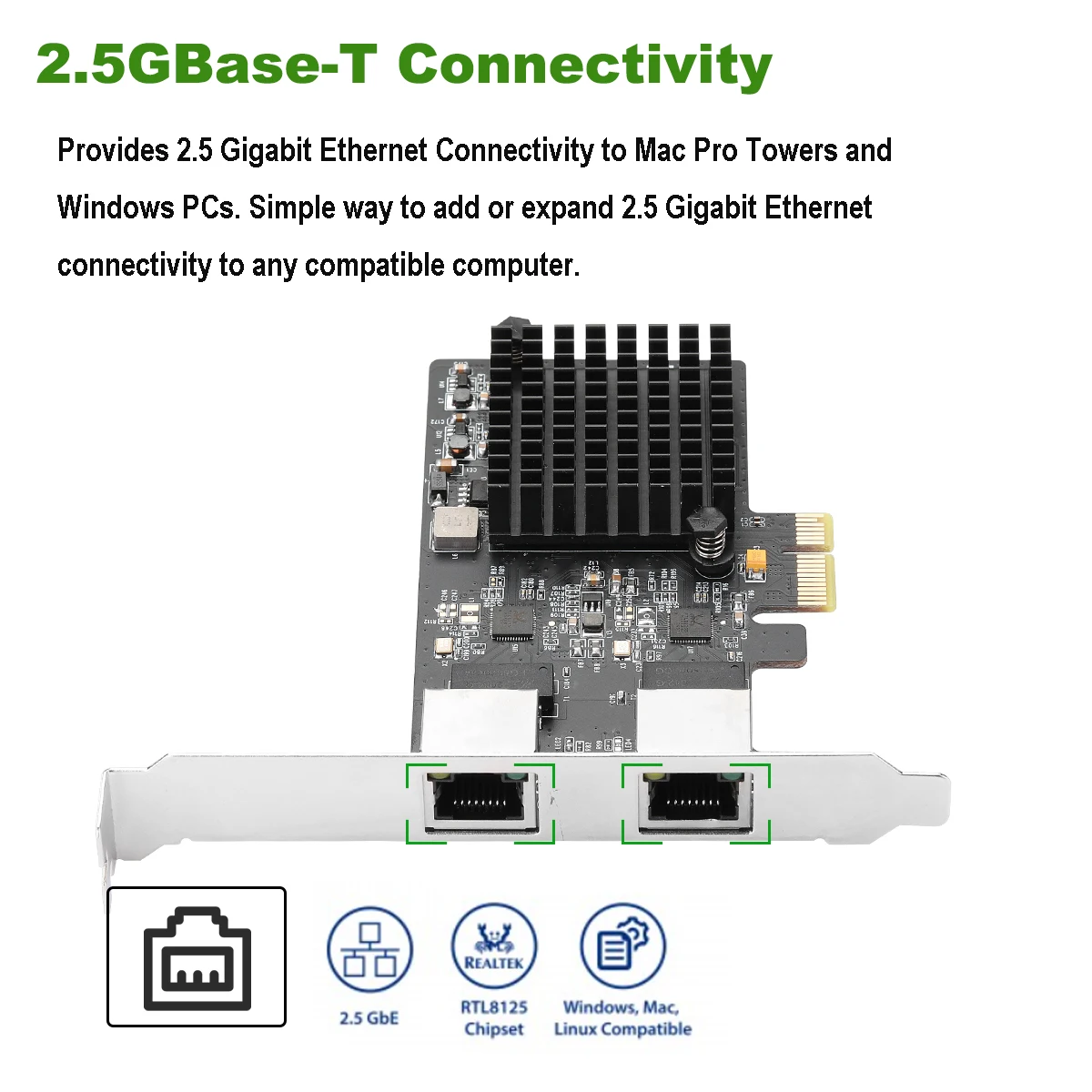 Сетевой адаптер IOCREST 2 5 GBase T Gigabit с портами 2500 Мбит/с PCIe ГБ Ethernet карта RJ45 LAN