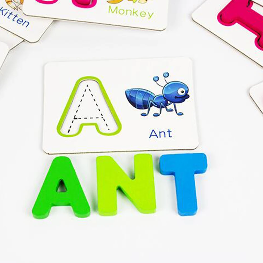 Деревянная головоломка с английским алфавитом флэш бумажные карты ручкой