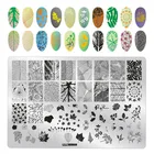 14,7 см XL большие прямоугольные пластины для штамповки ногтей осенние листья из нержавеющей стали штамп для дизайна ногтей ZJOY-PIUS листцветок шаблон для печати ногтей