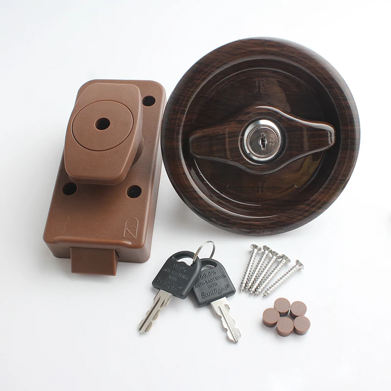 

TYTXRV RV Accessories Bathroom Door Lock Brown (With Key) Motor Home Boat Marine Caravan Camper