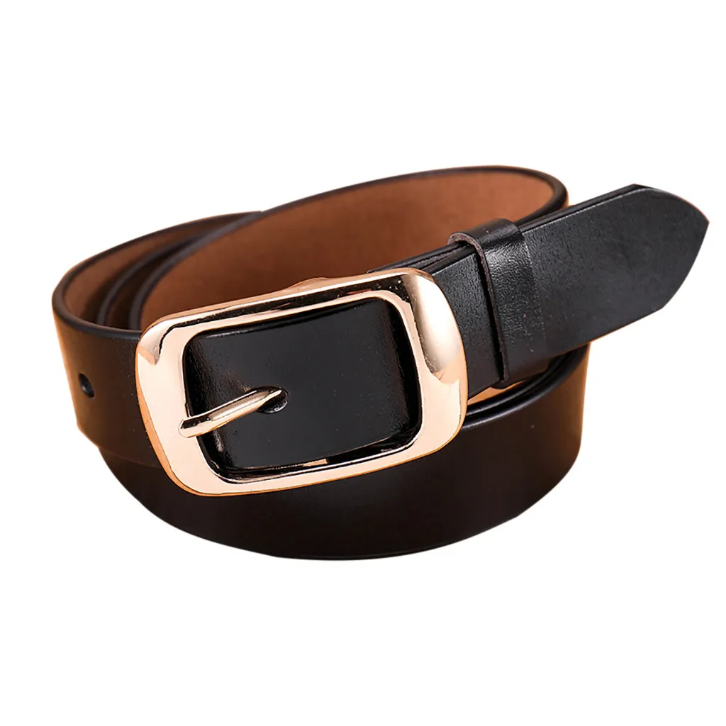 Женский ремень в винтажном стиле из натуральной кожи с металлической квадратной