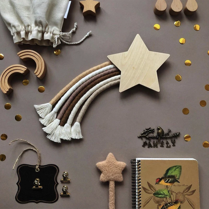 6 линий макраме Радужный подвесной орнамент сделай сам Плетеный Настенный декор