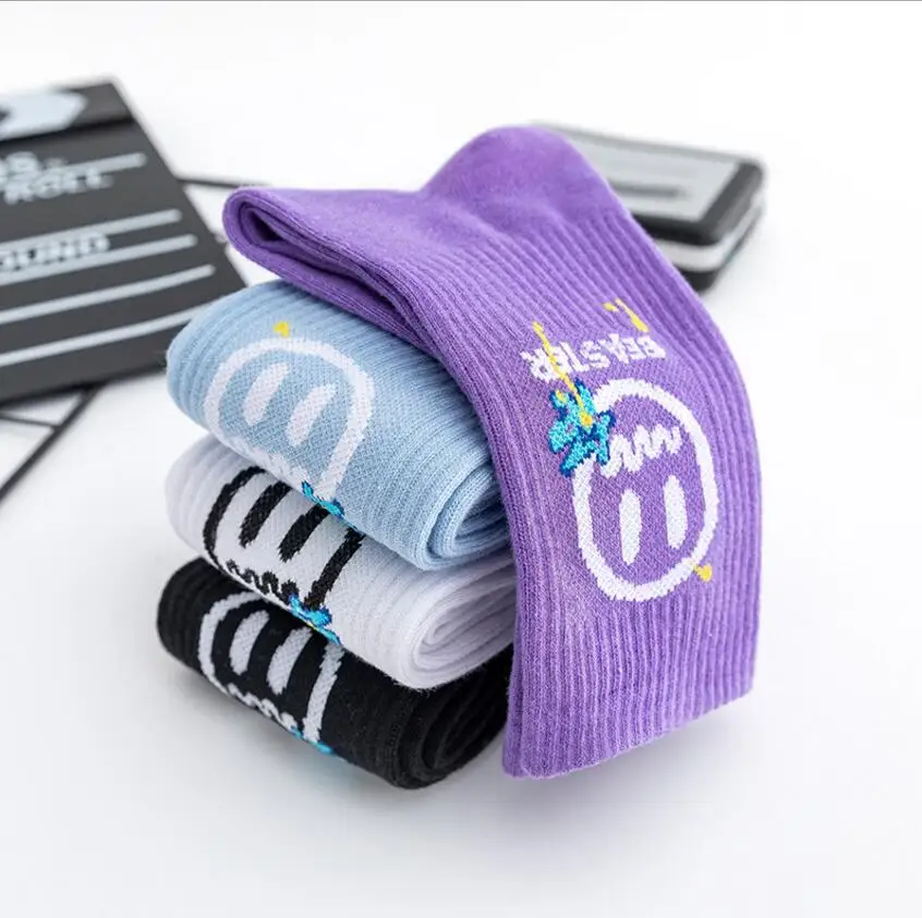 Носки с мультяшными смайликами женские и мужские спортивные носки удобные