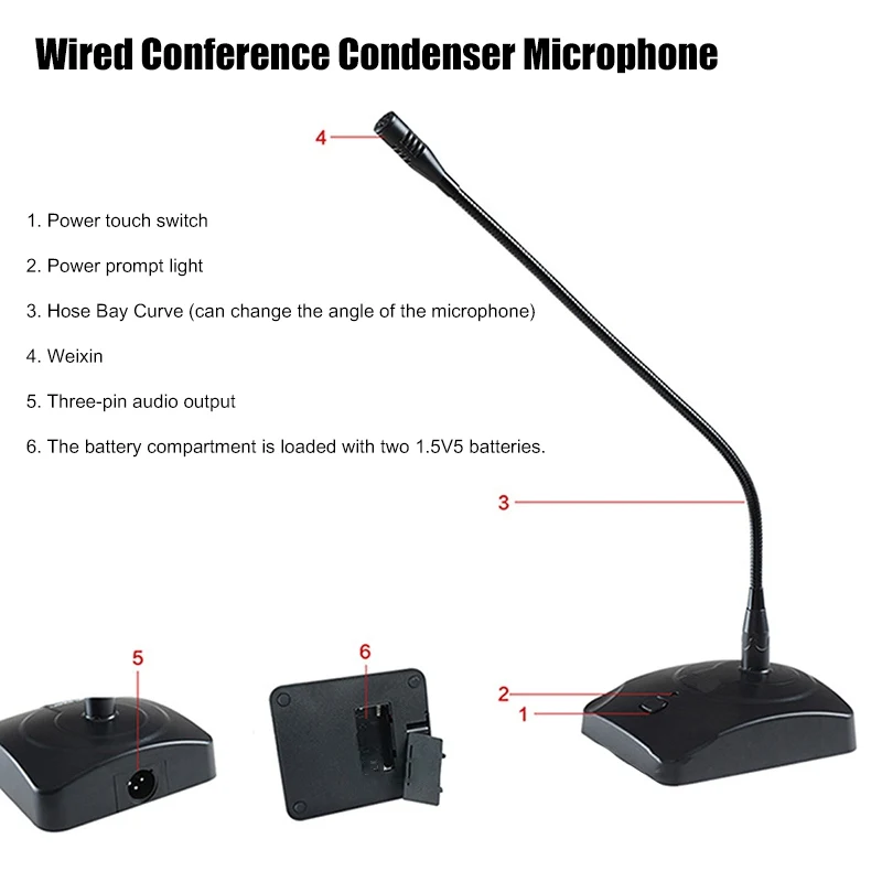 Настольная Проводная стойка для микрофона проводная Голосовая конденсаторная