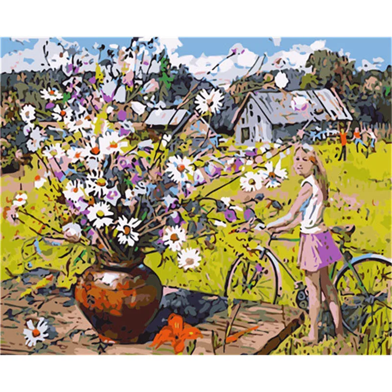 Картина BAISITE своими руками по номерам ручная роспись на холсте деревня