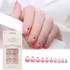 Красота полное покрытие короткий абзац градиентный цвет Искусственные ногти искусственные ногти любовь сердце