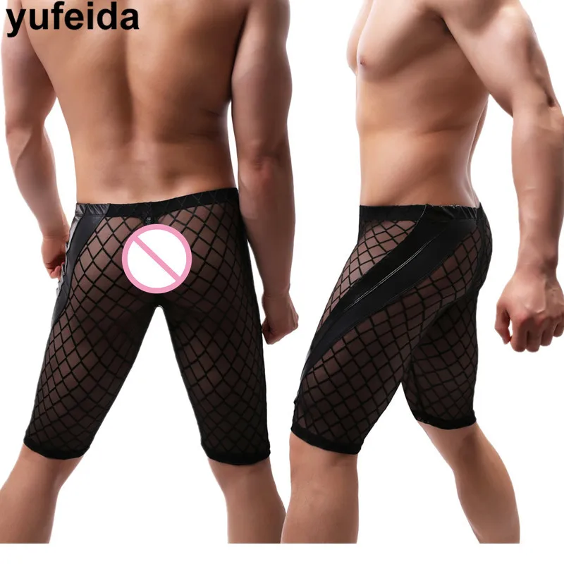 Бриджи мужские средней длины шорты-боксеры прозрачные штаны сексуальные