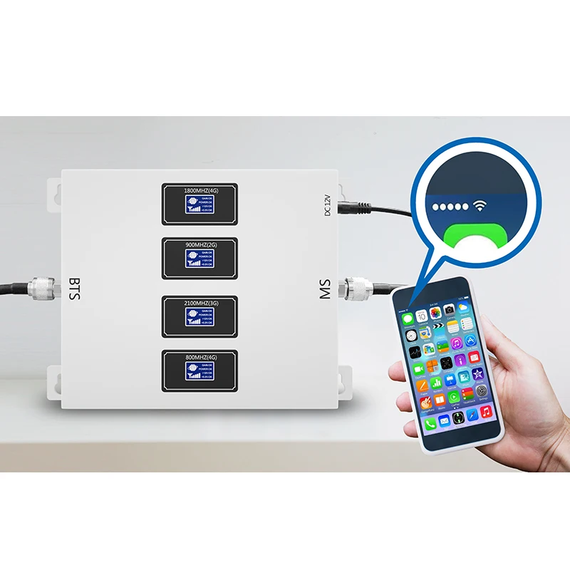 

GOBOOST 4g Signal Amplifier Four Band 800 900 1800 2100 Mhz Repeater Gsm Full Band Cellular Amplifier Single Booster 2g 3g 4g
