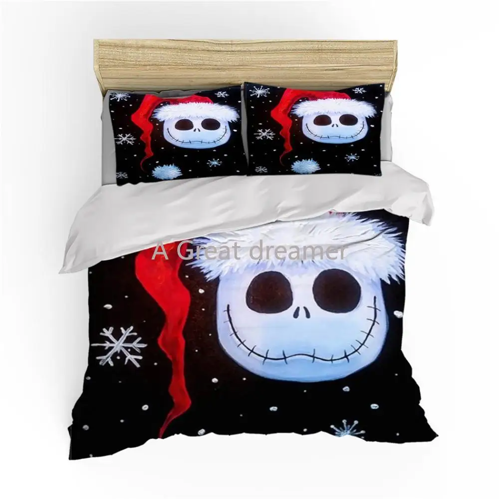 

New 2021 The Nightmare Before Christmas Bedding Set Cartoon Cute Funny Bed Linen Set Comforter Cover For Kids With Pillowcase