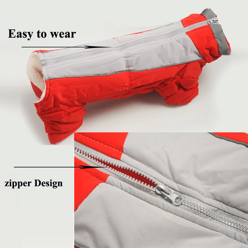 Winter Clothes for Dogs Warm Fleece Pet Jumpsuit Trousers Male/ Female Reflective Puppy Down Jacket Small Dog Clothing |